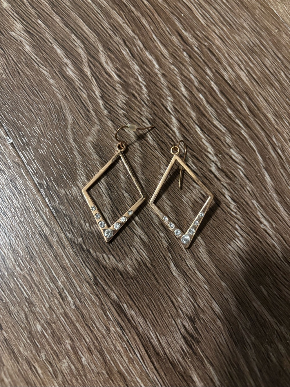 Gold Geometric Diamond-Accent Drop Earrings